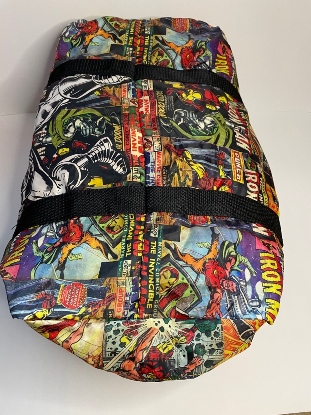 Vintage Marvel Iron Man Comic Print Duffel Bag- Black Strap - Picture 4 of 5